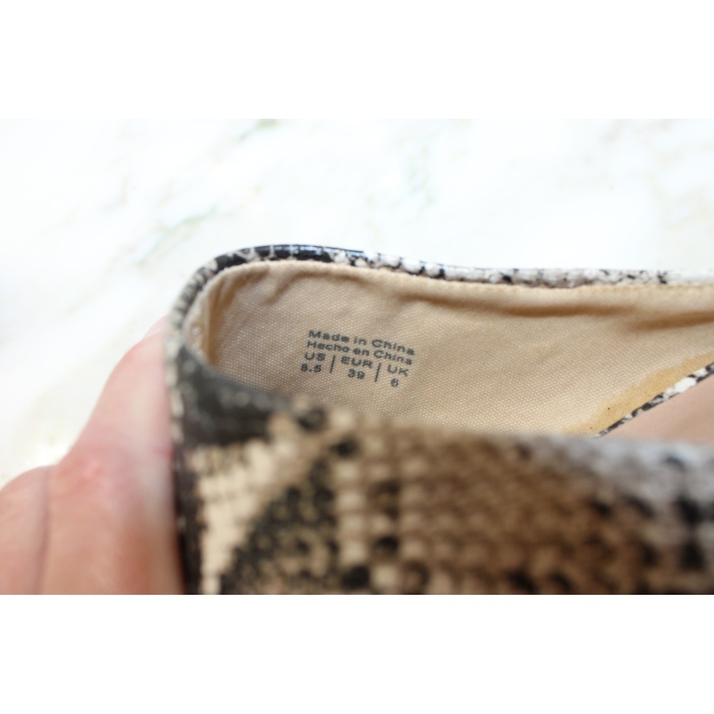 Call It Spring Snakeskin Mules Women 8.5 Grey Vegan Block Heel Pointed Toe - Picture 5 of 6